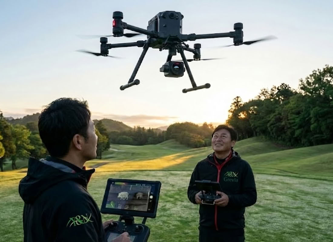 ドローン, 操縦スタッフ, ゴルフ場